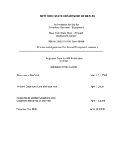 An Invitation for Bid for Inventory Services - Equipment