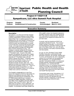 CON 142211 B Sympaticare, LLC d/b/a Summit Park Hospital