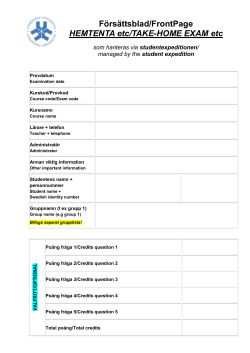 Front page for home examinations (template)
