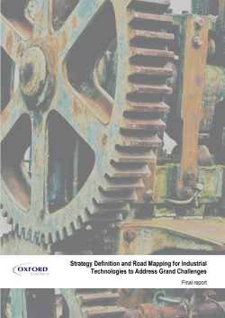 Romanow, B., Gustafsson, M., Karlsson Dinnetz, M., Wright, E., (2012) Strategy and road mapping for Industrial Technologies to address Grand Challenges. Report for DG Research Unit: Industrial Technologies.