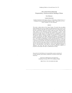 The United Nations Reformed: Responsibility, Protection and the Standing of States (2011)