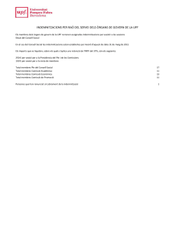 Iindemnitzacions per ra&oacute; del servei dels &ograve;rgans de govern de la UPF