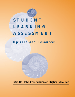 Student Learning Assessment: Options and Resources, MSCHE (2nd Edition, 2007)