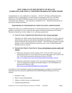 Guidelines for Newly Certified Pharmacist Immunizers