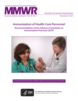 Immunization of Health-Care Personnel, Recommendations of the Advisory Committee on Immunization Practices (ACIP), CDC