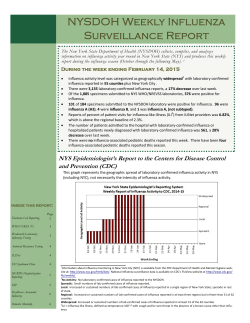 Report for week ending February 14, 2015