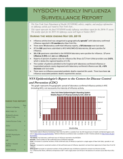 Report for week ending May 23, 2015