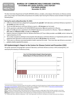 Report for week ending November 23, 2013