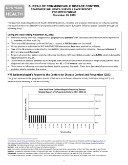 Report for week ending November 30, 2013