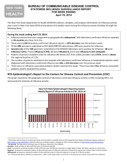 Report for week ending April 19, 2014