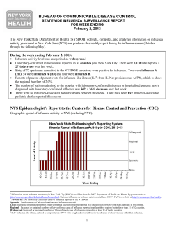 Report for week ending February 2, 2013