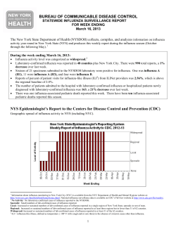 Report for week ending March 16, 2013