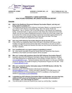 HCP Influenza Vaccination Report: Frequently Asked Questions