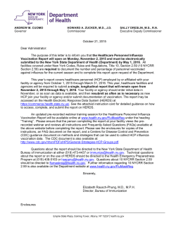 Dear Administrator letter regarding the Healthcare Personnel (HCP) Influenza Vaccination Report