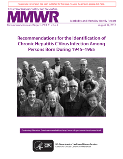 MMWR Recommendations for the Identification of Chronic Hepatitis C Virus Infection Among Persons Born During 1945-1965