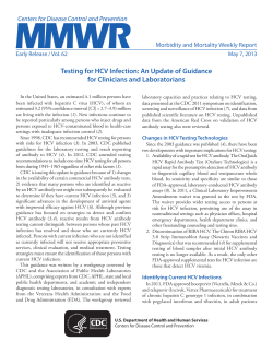 Testing for HCV Infection - An Update of Guidance for Clinicians and Laboratories