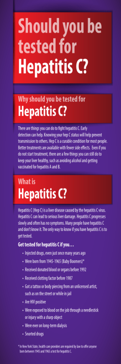 Hepatitis Screening Bookmark: Should You Be Tested for Hepatitis C?