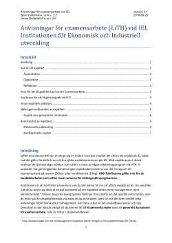 Anvisningar examensarbete IEI