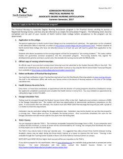 Practical Nursing to Associate Degree Nursing Articulation Admission Procedures