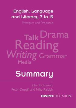 English, Language and Literacy 3 to 19: part summary [PDF 137.01KB]