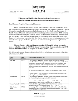 ASAP 4.2 Letter to Pharmacies Regarding Requirements for Submission of Controlled Substance Dispensed Data