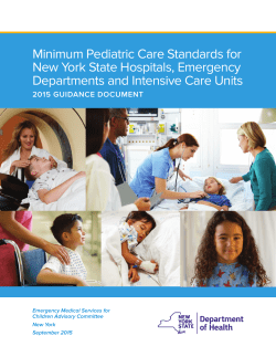 Minimum Pediatric Care Standards for New York State Hospitals, Emergency Departments and Intensive Care Units