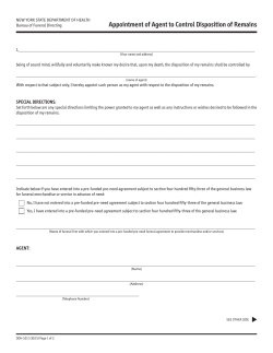 Appointment of Agent to Control Disposition of Remains