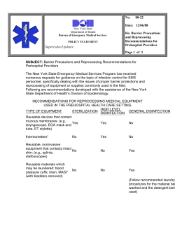 88-22 Barrier Precautions and Reprocessing Recommendations for Prehospital Providers