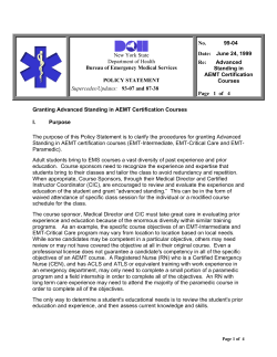 99-04 Advanced Standing in AEMT Certification Courses