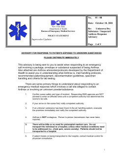 01-08 Unknown Dry Substance / Suspected Anthrax Response Advisory
