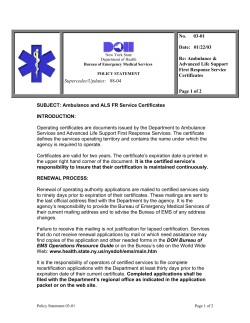 03-01 Ambulance Advanced Life Support First Response Service Certificates