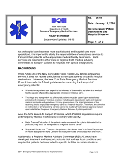 06-01 Emergency Patient Destinations and Hospital Diversion