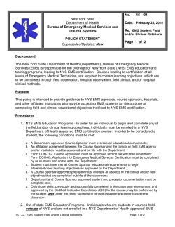 15-01 EMS Student Field and/or Clinical Rotations