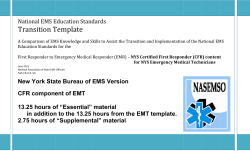 Emergency Medical Technician (EMT) CFR content Transition Template.