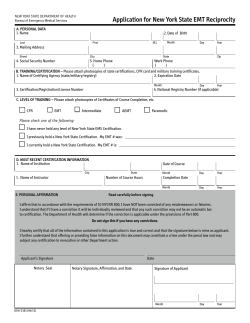 DOH-2183 Application Form for New York State EMT Reciprocity