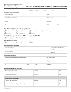 DOH-5208 Notice of Intent to Provide Ambulance Transfusion Services
