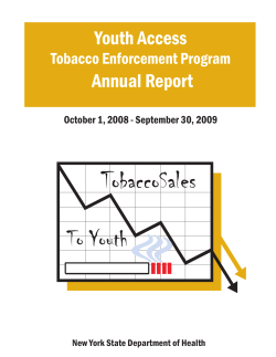 Youth Access - Tobacco Enforcement Program Annual Report October 1, 2008 - September 30, 2009