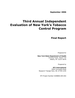 Third Annual Independent Evaluation of New York's Tobacco Control Program - September 2006
