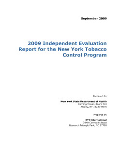 Sixth Annual Independent Evaluation of New York's Tobacco Control Program - September 2009