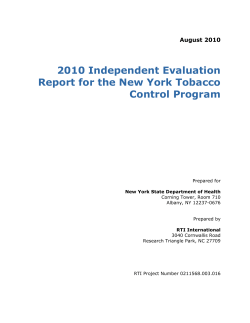 2010 Independent Evaluation Report for the New York Tobacco Control Program