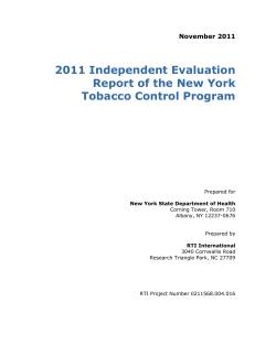 2011 Independent Evaluation Report for the New York Tobacco Control Program