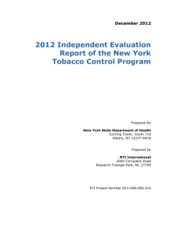 2012 Independent Evaluation Report for the New York Tobacco Control Program