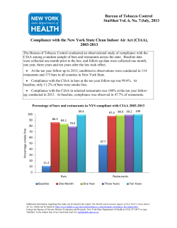 Statshot: Compliance with the NYS Clean Indoor Air Act (CIAA), 2003-2013 (July 2013) (PDF, 336KB)