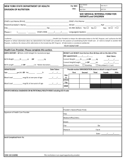 Medical Referral Form for Infants and Children