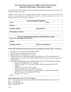 NYS VFC Fraud and Abuse Referral Sheet
