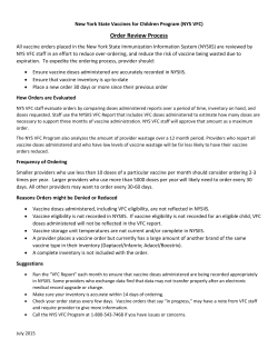 NYS VFC Order Review Process