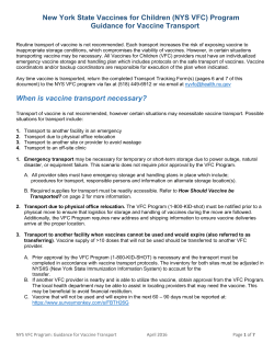 NYS VFC Program Guidance for Vaccine Transport