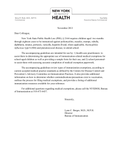 Dear Colleague letter regarding guidelines for use of immunization-related medical exemptions for school-aged children