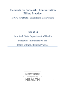 Elements for Successful Immunization Billing Practice at New York State's Local Health Departments, June 2012