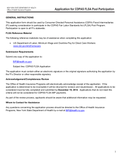 Application for Consumer Directed FLSA BIP Payment Program